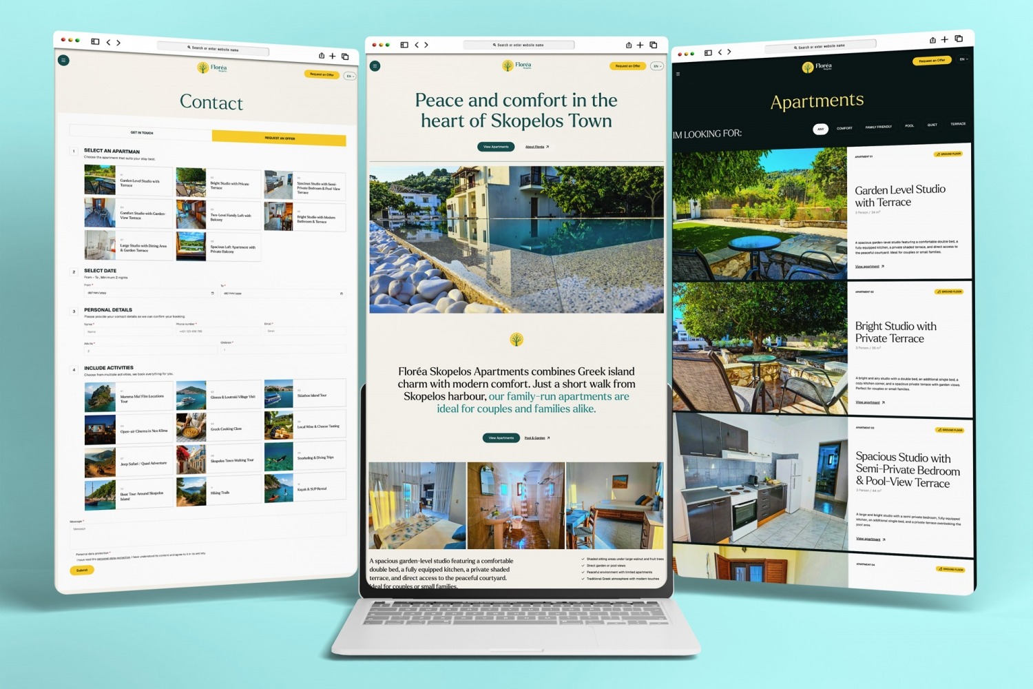 Floréa Apartments – website presentation for apartment accommodation on the island of Skopelo