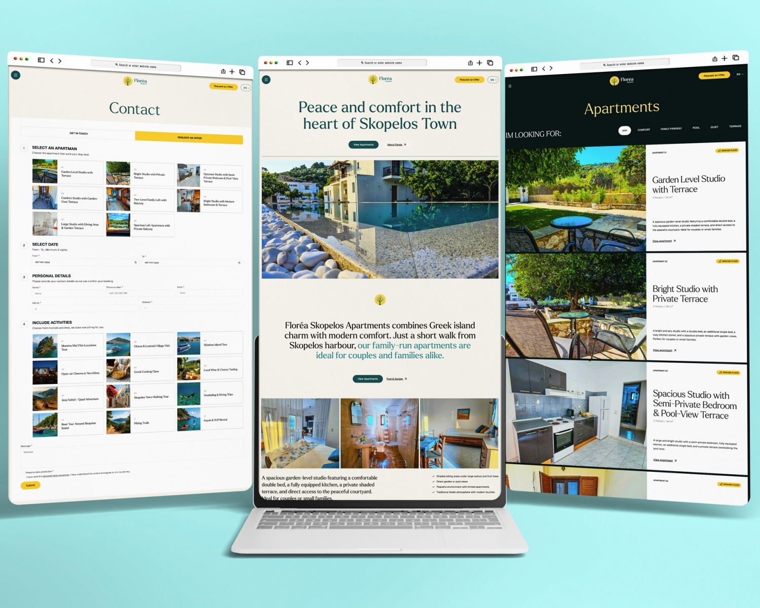 Floréa Apartments – website presentation for apartment accommodation on the island of Skopelo